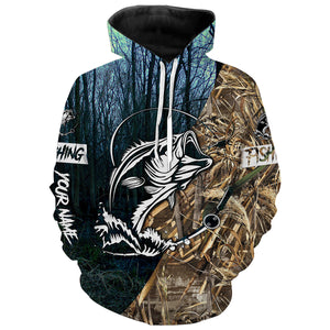 Largemouth Bass Fishing Camo Customize Name 3D All Over Pinted Shirts Personalized Fishing Gift For Men, Women And Kid NQS394