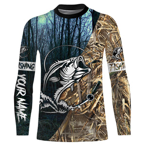 Largemouth Bass Fishing Camo Customize Name 3D All Over Pinted Shirts Personalized Fishing Gift For Men, Women And Kid NQS394