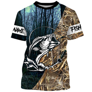 Largemouth Bass Fishing Camo Customize Name 3D All Over Pinted Shirts Personalized Fishing Gift For Men, Women And Kid NQS394
