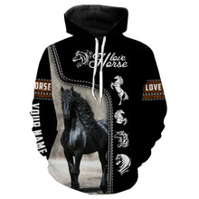 Load image into Gallery viewer, Friesian horse Customize Name 3D All Over Printed Shirts Personalized gift For Horse Lovers NQS652