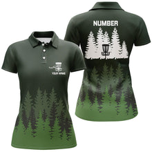Load image into Gallery viewer, Green tree forest pattern Womens disc golf polo shirts custom team disc golf clothing NQS6926