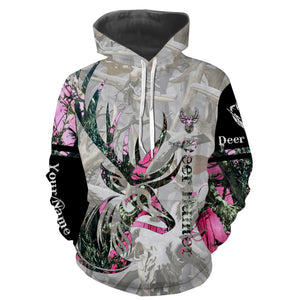 Deer Hunter Country Girl Pink Muddy camo Custom Name 3D All over print shirts - personalized hunting apparel gifts for Adult and Kid - NQS768