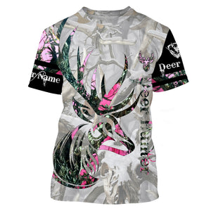 Deer Hunter Country Girl Pink Muddy camo Custom Name 3D All over print shirts - personalized hunting apparel gifts for Adult and Kid - NQS768