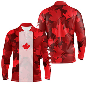 Canadian flag Mens golf polo shirt custom red Maple leaves pattern patriotic golf shirt for men NQS6745