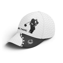 Load image into Gallery viewer, Women Golfer hat custom name black &amp; white golf hats Unisex Baseball women golf hats NQS4240