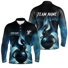 Load image into Gallery viewer, Dark Blue Lightning Thunder Custom Dragon Mens Bowling polo shirts, Team Bowling League Jerseys NQS7228