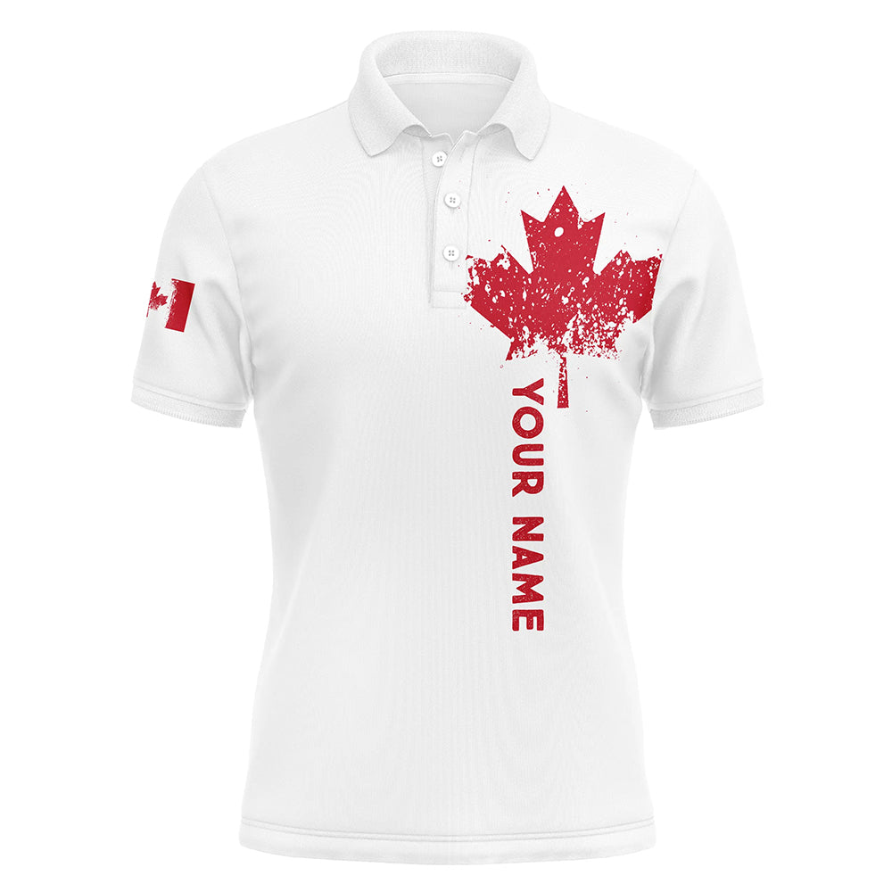 Mens golf polo shirts custom Canadian flag white golf shirts, custom polo jerseys for mens NQS7115