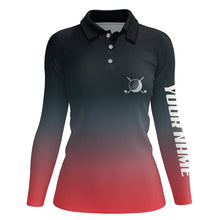 Load image into Gallery viewer, Black and red gradient Womens golf polo shirts custom womens golf clothes, golf gifts for women NQS6296