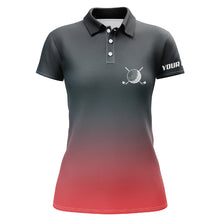 Load image into Gallery viewer, Black and red gradient Womens golf polo shirts custom womens golf clothes, golf gifts for women NQS6296