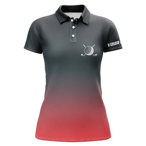 Black and red gradient Womens golf polo shirts custom womens golf clothes, golf gifts for women NQS6296