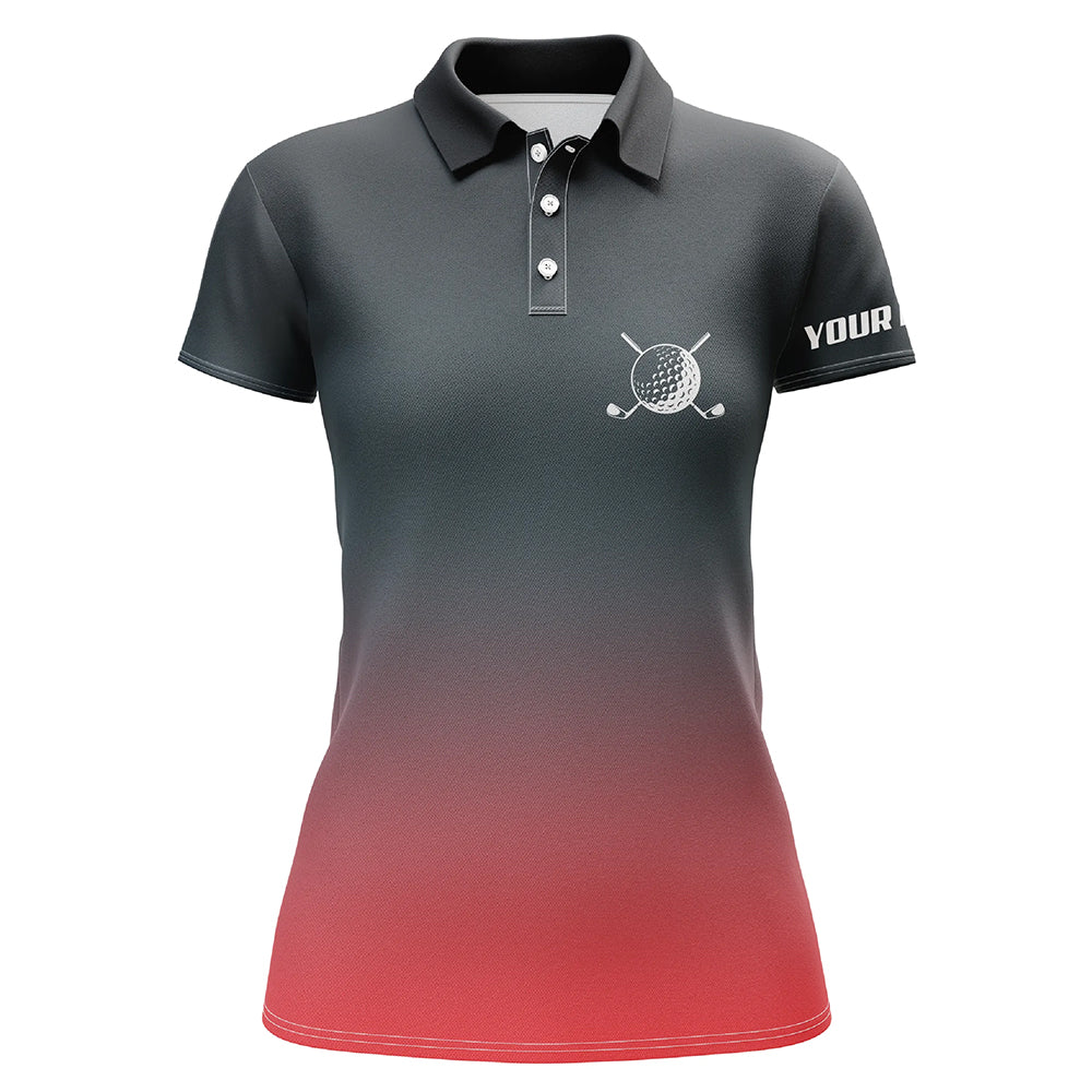 Black and red gradient Womens golf polo shirts custom womens golf clothes, golf gifts for women NQS6296