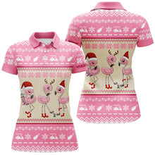 Load image into Gallery viewer, Funny ugly Christmas golf shirts custom pink women golf polos Flamingo golf friend Christmas gifts NQS6512