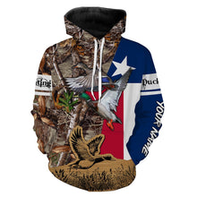 Load image into Gallery viewer, Duck Hunting Camo Texas Flag Customize name 3D All over print shirts - personalized apparel gift for hunting lovers - NQS672