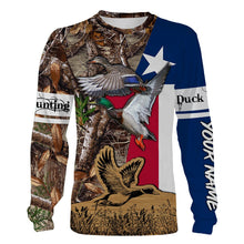 Load image into Gallery viewer, Duck Hunting Camo Texas Flag Customize name 3D All over print shirts - personalized apparel gift for hunting lovers - NQS672