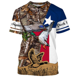 Duck Hunting Camo Texas Flag Customize name 3D All over print shirts - personalized apparel gift for hunting lovers - NQS672