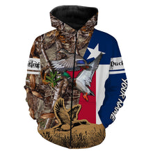 Load image into Gallery viewer, Duck Hunting Camo Texas Flag Customize name 3D All over print shirts - personalized apparel gift for hunting lovers - NQS672