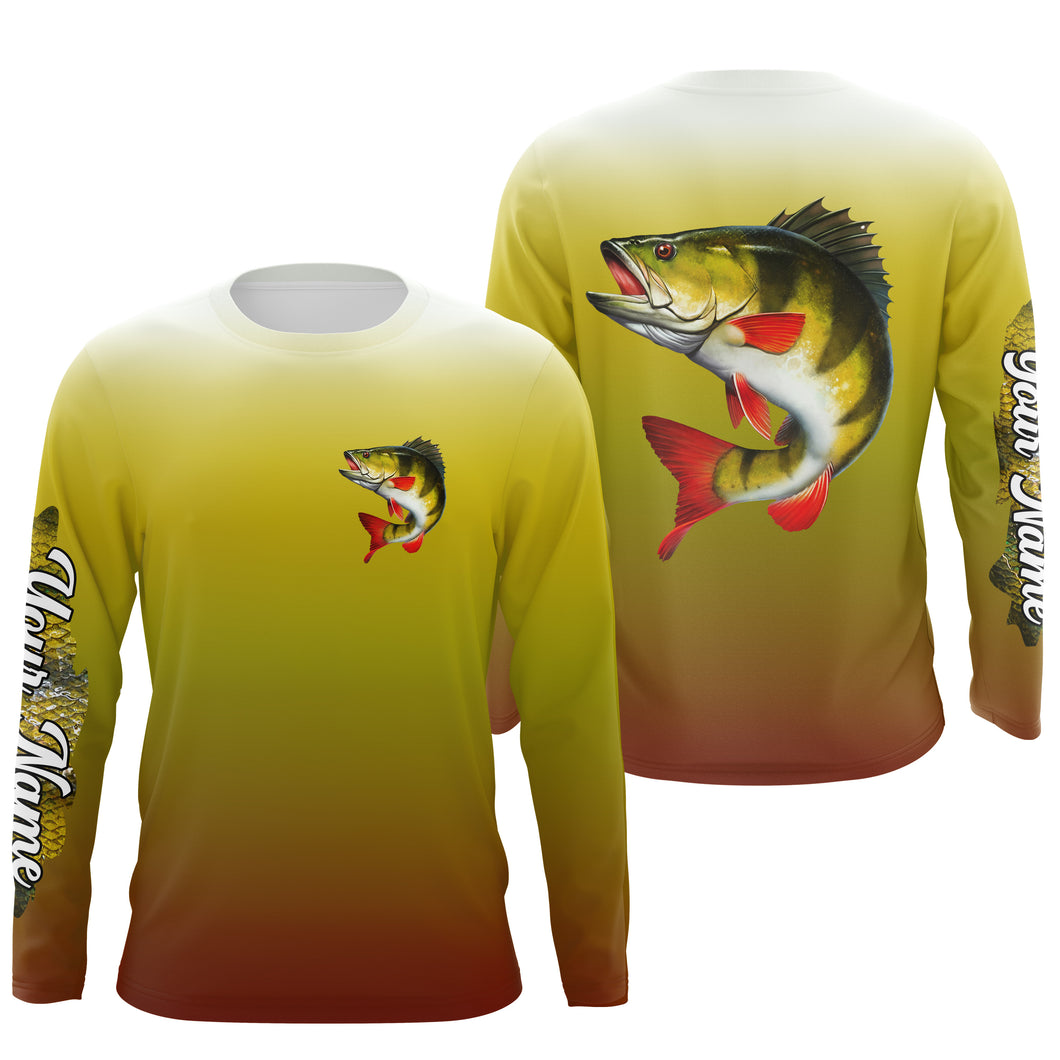 Yellow Perch fishing Custom sun protection long sleeve fishing jersey, Perch fishing tournament shirts NQS4045