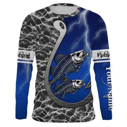 Bass fishing fish reaper fish hook fish skull Custom Name 3D All over Printed UV Protection Shirts NQS4065