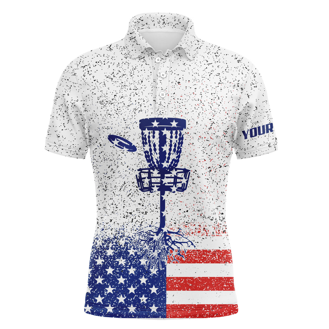 American flag disc golf Men polo shirts custom name patriotic golf polo shirts for men, golfing gifts NQS4643