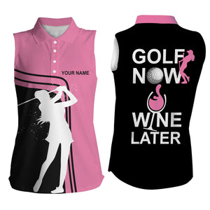 Funny golf shirts for women custom womens sleeveless polo shirts golf now wine later women golf top NQS4693