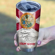 Load image into Gallery viewer, 1PC Inshore Slam Snook, Redfish,Trout fishing Florida State Flag Custom name Stainless Steel Fishing Tumbler Cup Personalized Fishing gift NQS781