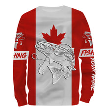 Load image into Gallery viewer, Chinook Salmon King Salmon Fishing Canadian Flag Customize name shirts NQS452