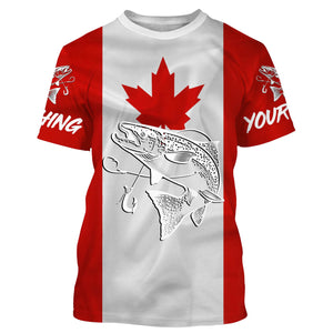 Chinook Salmon King Salmon Fishing Canadian Flag Customize name shirts NQS452