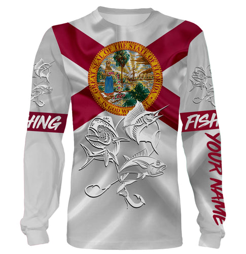 Offshore Slam Mahi mahi, Tuna, Sailfish fishing Florida State Flag custom name 3D All Over print shirts NQS465