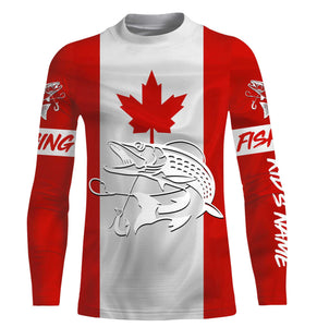 Musky Fishing 3D Canadian Flag Customize name All over print shirts NQS473