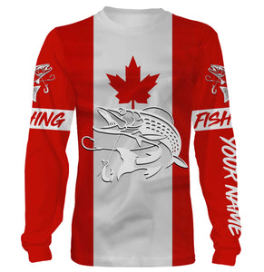 Musky Fishing 3D Canadian Flag Customize name All over print shirts NQS473