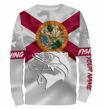 Load image into Gallery viewer, Snook Fishing Florida Flag Custom name All over print shirts - personalized fishing gift for men, women and kid - NQS493