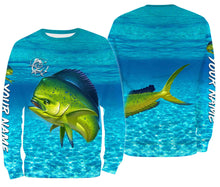 Load image into Gallery viewer, Mahi mahi (Dorado) Fishing Customize Name Fishing Water Camo All Over Printed Shirts Personalized Fishing Gift For Adult And Kid NQS382