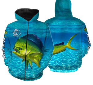 Mahi mahi (Dorado) Fishing Customize Name Fishing Water Camo All Over Printed Shirts Personalized Fishing Gift For Adult And Kid NQS382