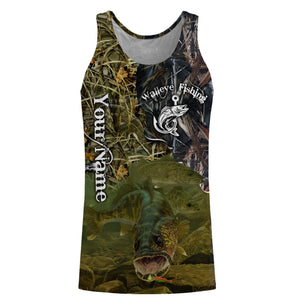 Walleye Fishing Camo Customized name All over print shirts - personalized fishing aparel gift for men, women and kid - NQS527
