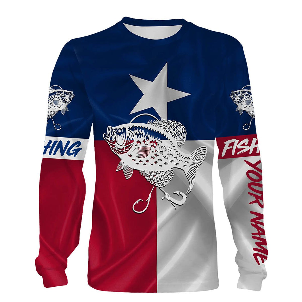 Crappie Tattoo fishing Texas Flag 3D All Over print shirts saltwater personalized fishing apparel for Adult and kid NQS398
