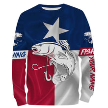 Load image into Gallery viewer, Redfish Puppy Drum Tattoo fishing Texas Flag 3D All Over print shirts saltwater personalized fishing apparel NQS399