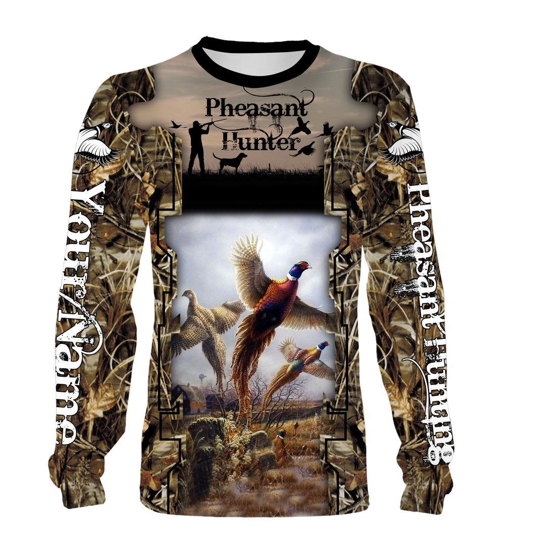 Pheasant Hunting with dog Camo Customize Name 3D All Over Printed Shirts Personalized gift For Hunting Lovers NQS684