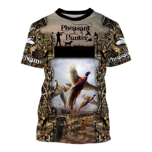 Pheasant Hunting with dog Camo Customize Name 3D All Over Printed Shirts Personalized gift For Hunting Lovers NQS684