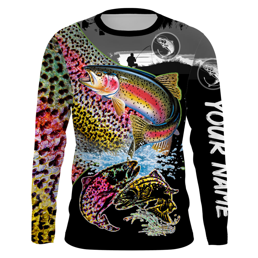 Rainbow Trout fishing scale Customize name long sleeves UV protection quick dry UPF 30+ NQS806