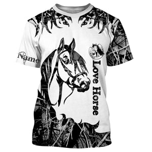 Love Horse Tattoo Customize Name 3D All Over Printed Shirts Personalized gift For Horse Lovers NQS709