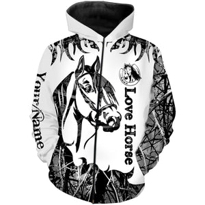 Love Horse Tattoo Customize Name 3D All Over Printed Shirts Personalized gift For Horse Lovers NQS709