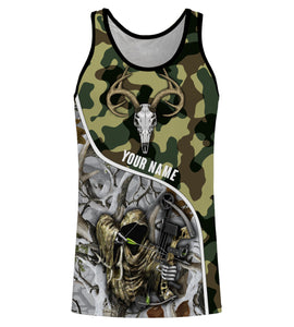 Deer hunter game in snow camo grim reaper tattoo bow hunting Customize Name 3D All Over Printed Shirts NQS967