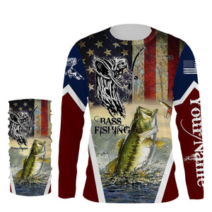 Largemouth Bass American fisherman Fish reaper Fishing custom name performance fishing shirts NQS889