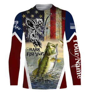 Largemouth Bass American fisherman Fish reaper Fishing custom name performance fishing shirts NQS889