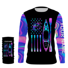 Load image into Gallery viewer, Kayak bass fishing American flag galaxy Custom long sleeves fishing shirts, camo leggings NQSD221