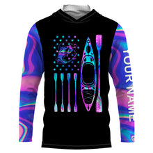 Load image into Gallery viewer, Kayak bass fishing American flag galaxy Custom long sleeves fishing shirts, camo leggings NQSD221