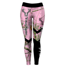 Load image into Gallery viewer, Country girl pink camo deer hunting customize name hunting legging for girl NQS935