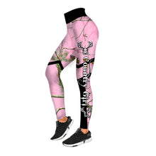 Load image into Gallery viewer, Country girl pink camo deer hunting customize name hunting legging for girl NQS935