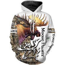 Load image into Gallery viewer, Moose Hunting Camo  Huntaholic Customize name 3D All over print shirts - personalized apparel gift for hunting lovers - NQS667