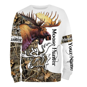Moose Hunting Camo  Huntaholic Customize name 3D All over print shirts - personalized apparel gift for hunting lovers - NQS667